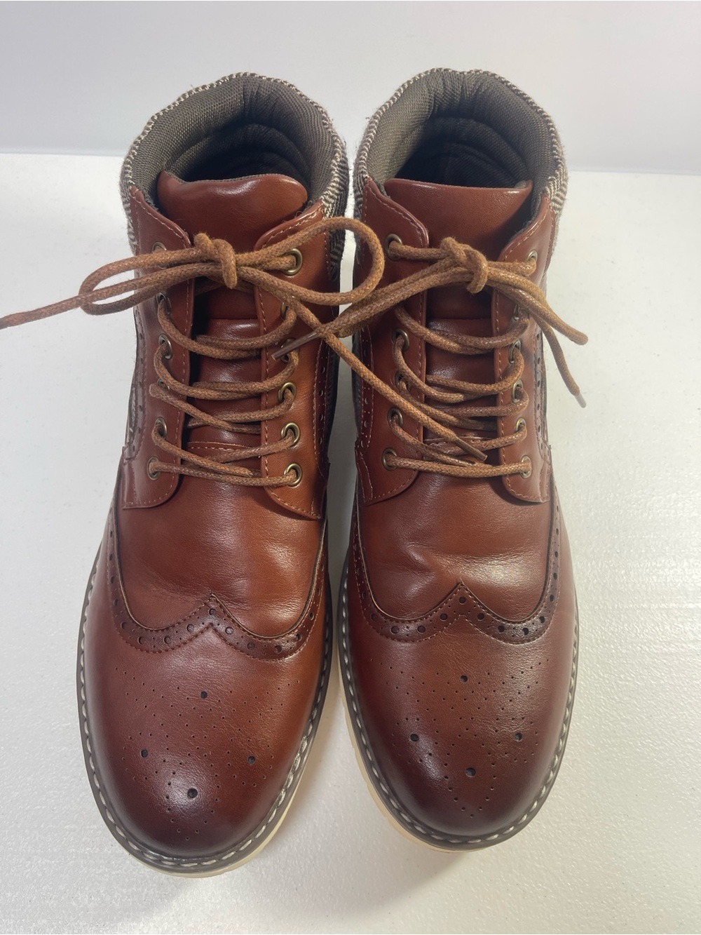 Vostey Brown Leather Chukka Wingtip Boots